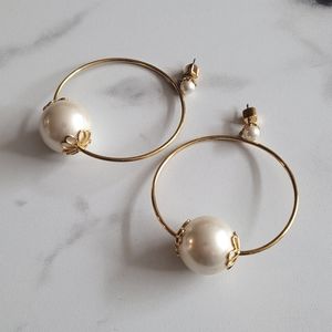 Kate Spade Pearl Statement Hoop Earrings